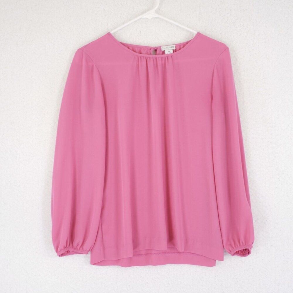 J. By J. Crew 00 Pink Sheer Long Pillow Sleeve Blouse / Top Polyester